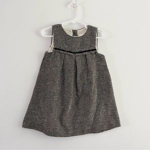 Janie and Jack Layette Black Cream Checkered Plaid Lined Dress 12-18 months